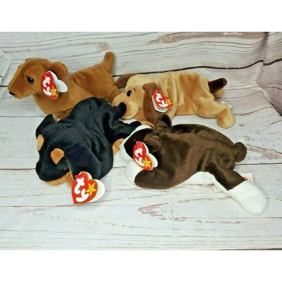 Doby, Bruno, Bones & Weeni Retired Vintage Beanie Baby Doggie Bundle - Picture 2 of 12